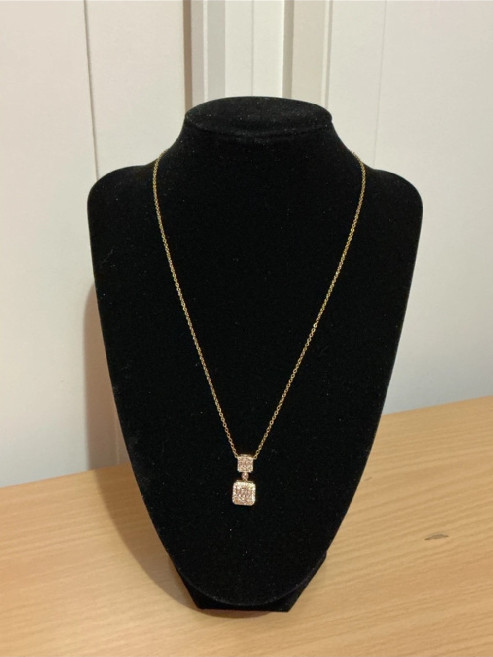 Gold-Tone Square Pendant Necklace in Gold